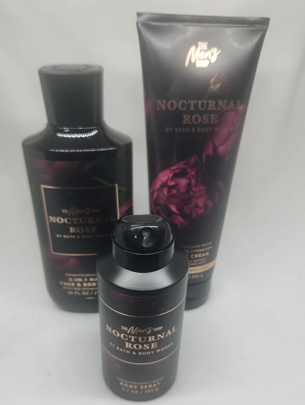 Bath and Body Works Nocturnal Rose Men's Set 3-in-1 Wash, Cream, & Mist New